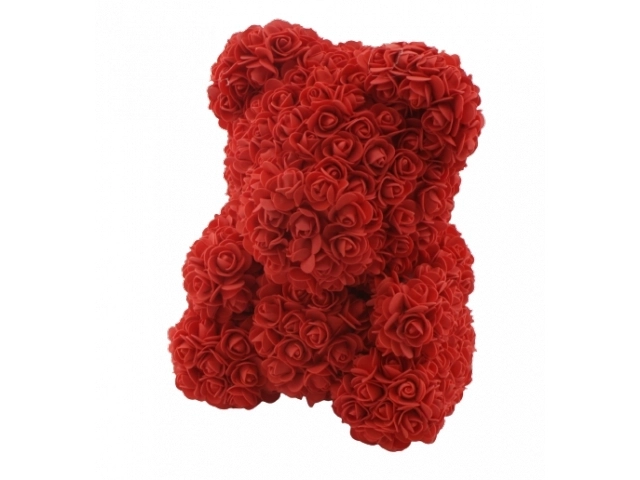 Ours rouge de Saint-Valentin avec cœur de roses - 40 cm