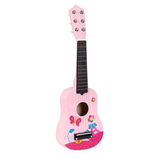 Guitare en bois pour enfants, cordes métalliques, rose ECOTOYS