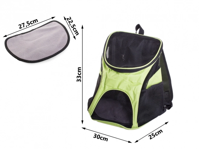 Sac à dos vert-noir pour animaux de compagnie