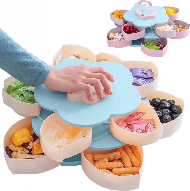 Organisateur rotatif 2‑en‑1 pour snacks et bijoux avec support téléphone