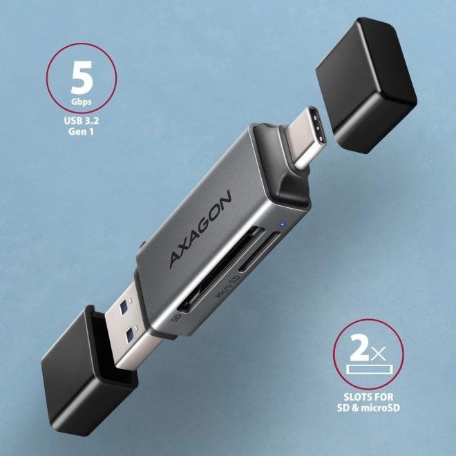 Lecteur de cartes externe USB3.2 Gen 1 Type-C + Type-A SD/microSD