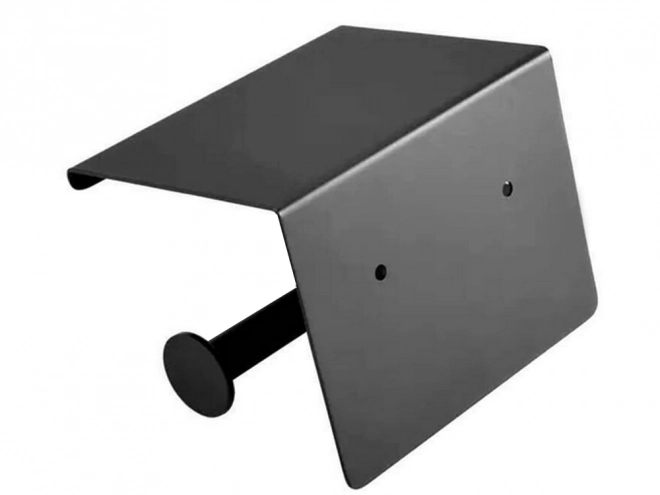 Support papier toilette en acier avec étagère pour téléphone noir