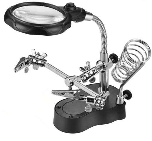 Troisième main avec loupe et éclairage LED