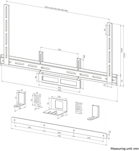 Cadre VESA réglable 200–800