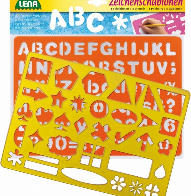 Pochoirs de dessin avec lettres et symboles LENA