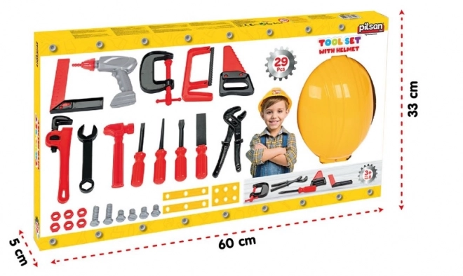 Ensemble de petit bricoleur avec casque et outils