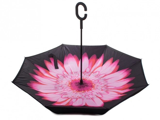 Parapluie inversé pliant, parapluie à fils solides, parapluie debout robuste – rose