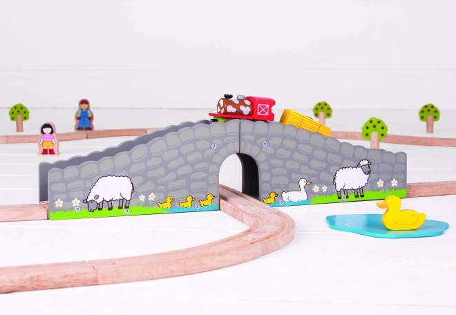 Bigjigs Rail Pont de ferme avec tunnel
