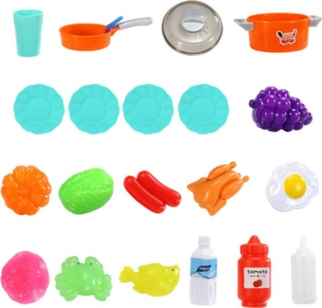 Cuisine Enfant Avec Générateur De Vapeur LED 42 Accessoires Bleu Marin