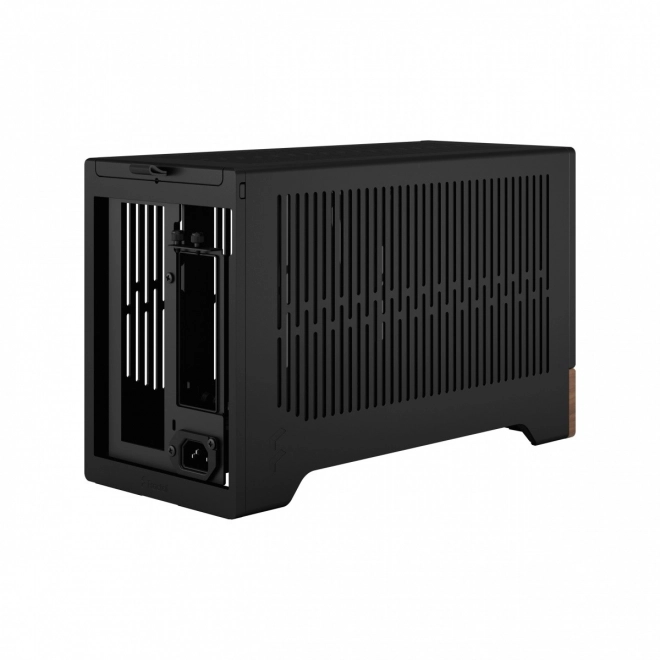 Boîtier d'ordinateur noir élégant avec base en bois