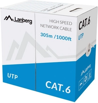Câble réseau UTP Cat.6, fil de cuivre, 305 m, gris