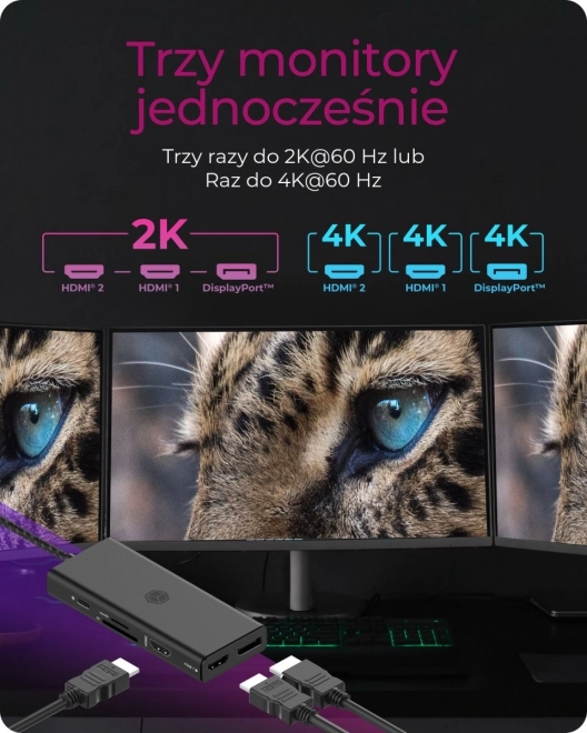 Station d'accueil de bureau 9v1 HDMI, DP, CR, Type-C