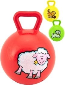 Balle en gomme avec poignée et hochet Mes premiers animaux - 10 cm