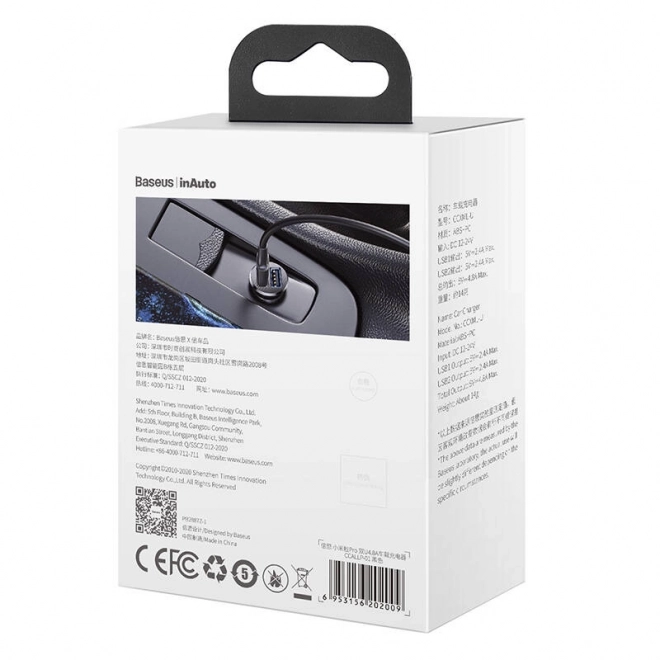 chargeur voiture Baseus Grain Pro 2x USB noir