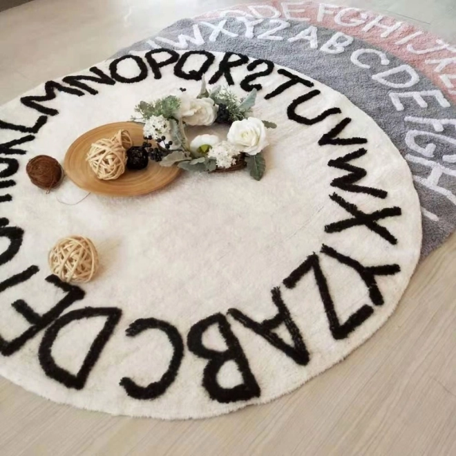 Tapis rond antidérapant 80 x 80 cm - motif alphabet