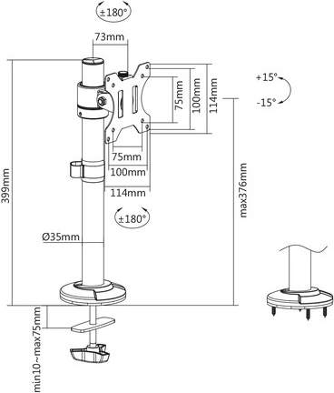 Réglage flexible de la hauteur et rotation