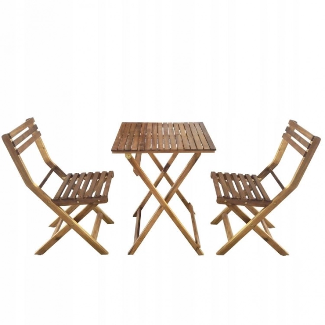 Ensemble de meubles de jardin en bois d'acacia – table et 2 chaises
