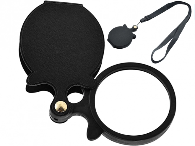 Loupe de poche pliante avec étui et cordelette