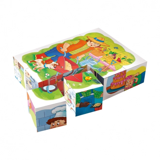 Dino blocs éducatifs Métiers - ensemble 12 cubes