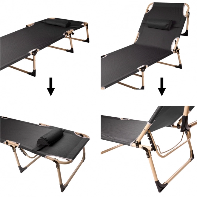Lit de camping pliant 193 cm noir
