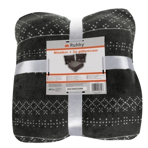 Couverture 1,6x2m + 2x taie d'oreiller Ruhhy 22598