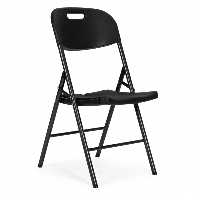 Ensemble de 2 chaises pliantes ModernHome, structure en métal, HDPE, noir