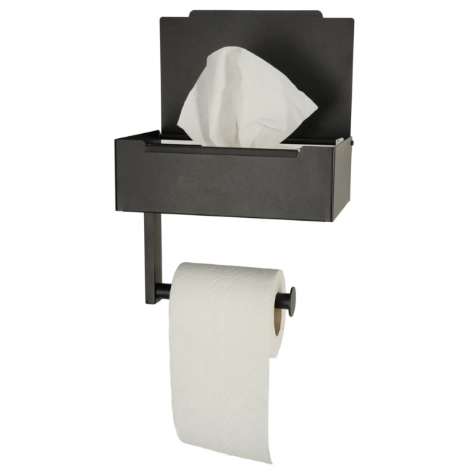 Porte-papier toilette avec étagère et espace de rangement noir