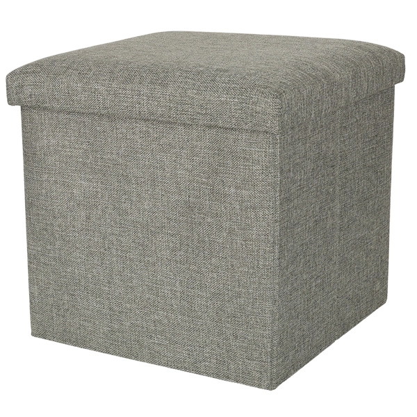 Pouf de rangement pliable gris 38x38x38 cm
