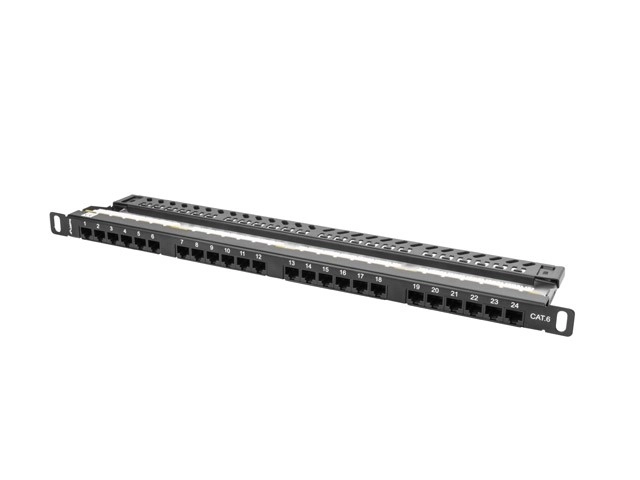 Panneau de brassage 24 ports 0.5U cat. 6 noir
