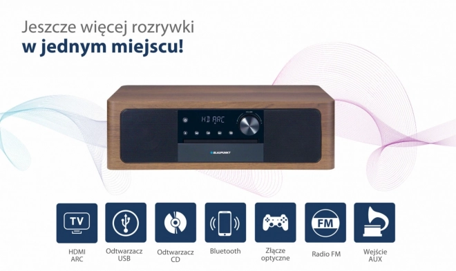 Microphone tout-en-un Bluetooth, HDMI ARC, entrée optique CD/MP3/USB/AUX Horloge/Réveil