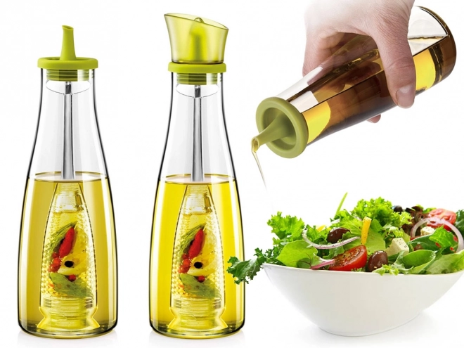 Bouteille en verre pour huile et vinaigre avec doseur intégré pour herbes