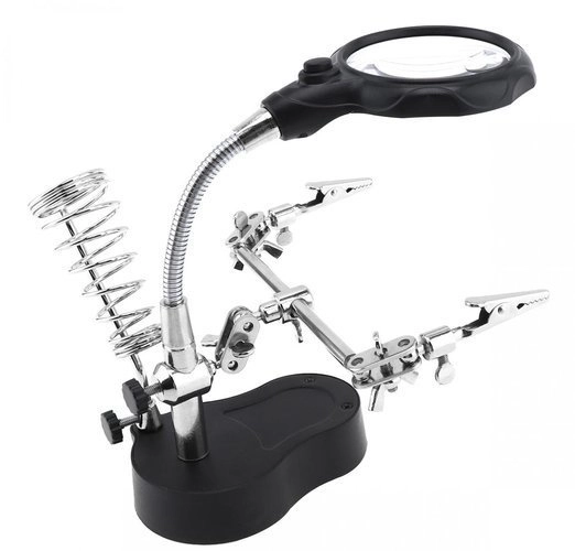 Troisième main avec loupe et éclairage LED