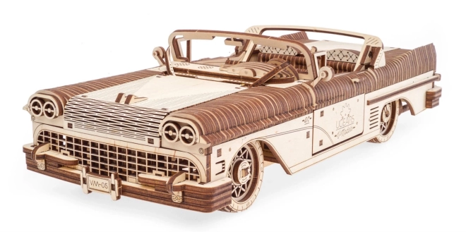 Modèle de voiture mécanique en bois 3D Cabriolet des rêves