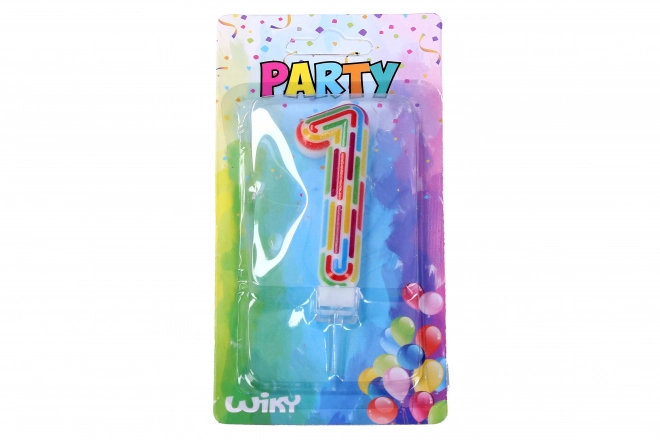 Bougie de fête numéro 1 avec rayures