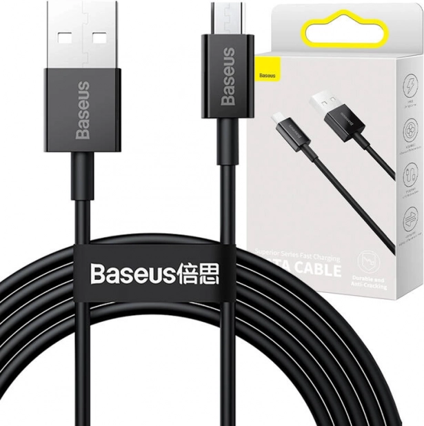 BASEUS câble USB vers micro USB 2 A, 2 m, noir