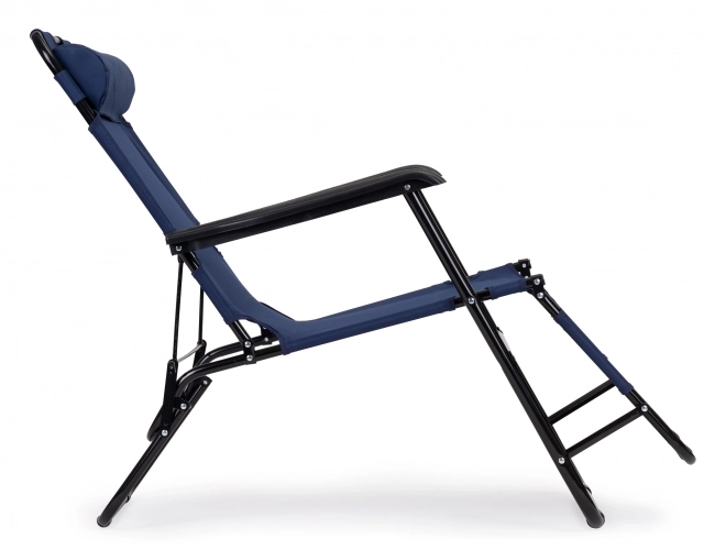 Chaise longue de jardin avec appui-tête bleu