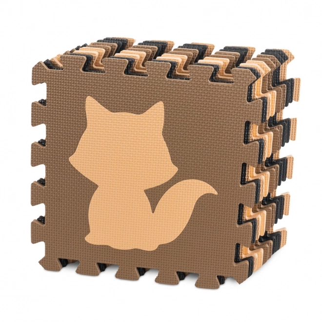 Puzzle en mousse marron avec des animaux de la forêt - 9 pièces