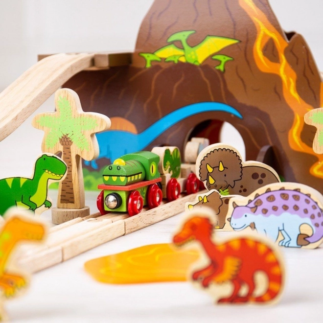 Bigjigs Rail Circuit de train en bois dinosaures