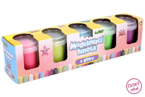 Pâte à modeler pailletée, 5 x 56g - emballage tchèque