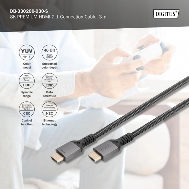Câble HDMI 2.1 Ultra HighSpeed 8K UHD 3m noir