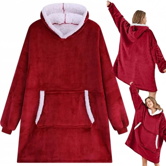 Couverture sweat à capuche oversize rouge
