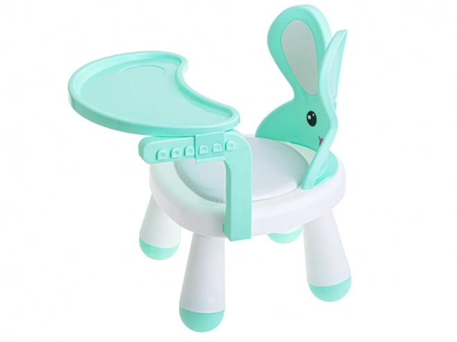Chaise de nourrissage et de jeu avec table turquoise