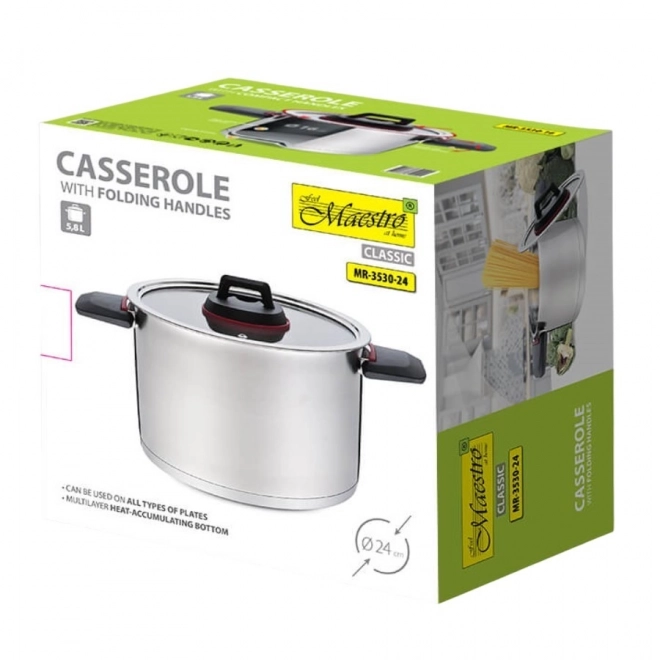 Casserole inox Maestro avec fond multicouche 5,5 l