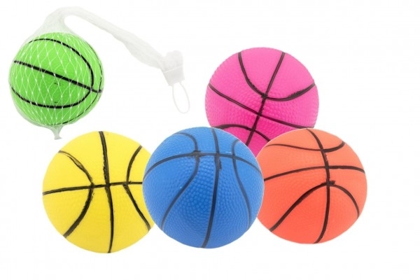 Balle de basket en caoutchouc 8,5 cm dans un filet, possibilité de 5 couleurs