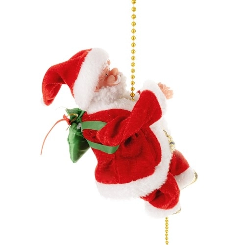 Saint Nicolas grimpant sur une corde dorée - décoration de Noël