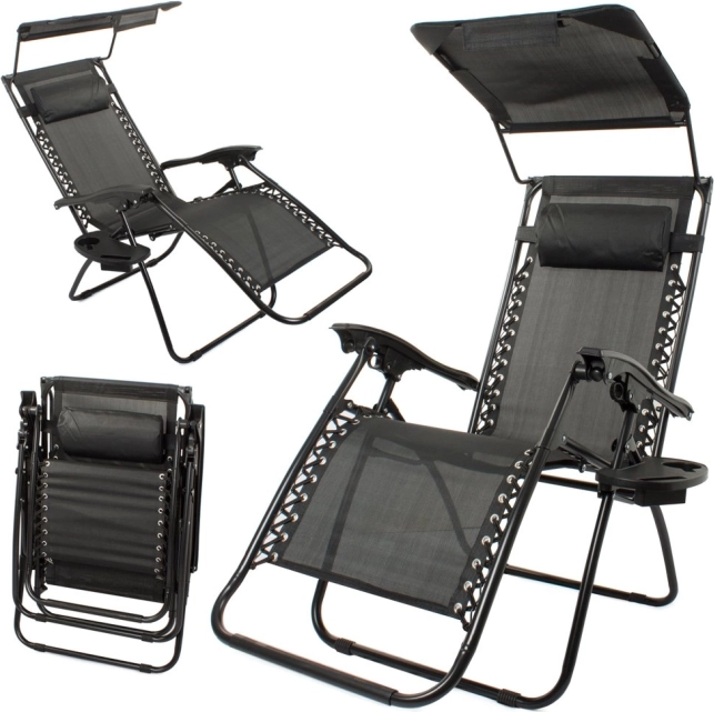 Chaise longue pliante Zero Gravity avec auvent