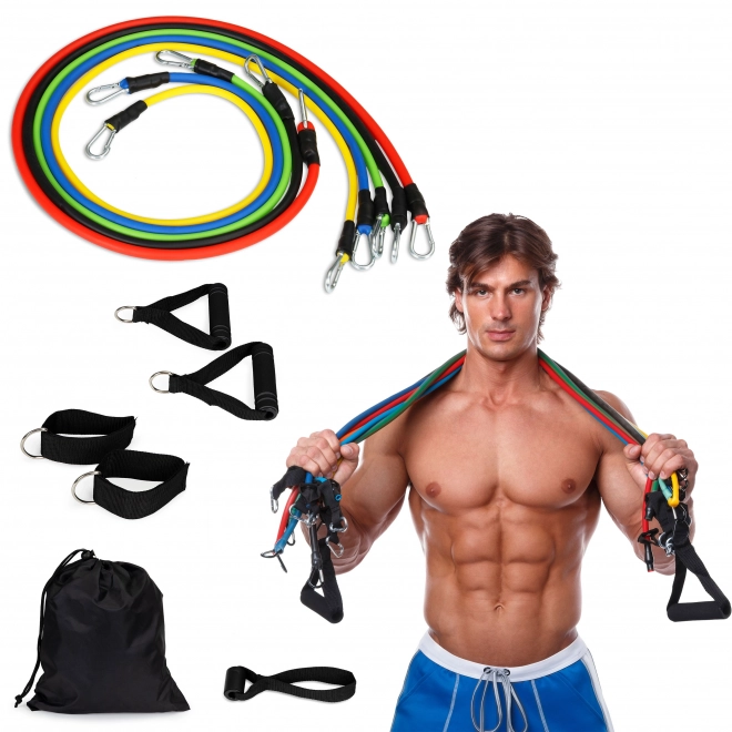 Ensemble de 5 élastiques d'exercice pour fitness avec poignées