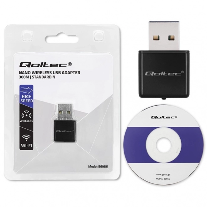 Adaptateur Mini WiFi Sans Fil Qoltec USB 2.0 300Mbps