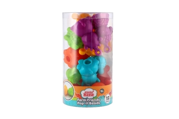 Animaux en plastique de la ferme domestique à assembler en chaîne 12pcs 8cm dans boîte plastique 10x18cm 12m+