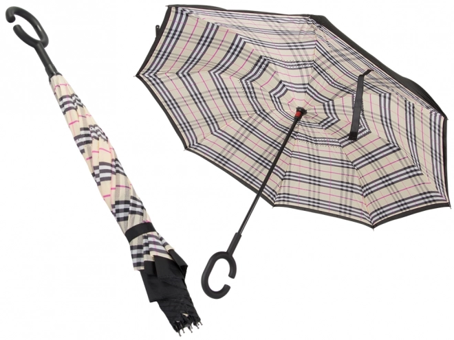 Parapluie inversé pliant avec structure robuste et fils résistants